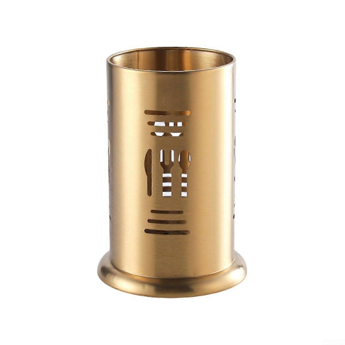 Stainless Steel Utensil Holder Countertop Organizer With Drying Rack For Forks Spoons Chopsticks Silver Model Gold C