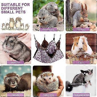 Haustierkäfig-Hängematte für Kleintiere, Meerschweinchenkäfig-Zubehör mit weichem, warmem Fleece-Steppmaterial, Hängebett Multifunktional zum Spielen und 2