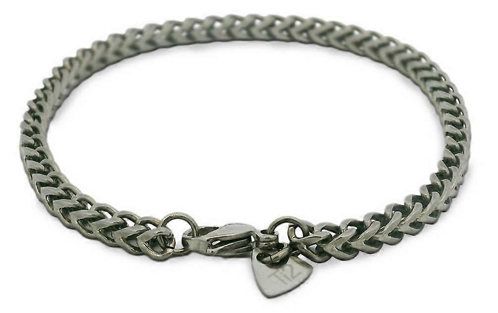 Ti2 Titanium Fine Square Wheat Bracelet - Silver