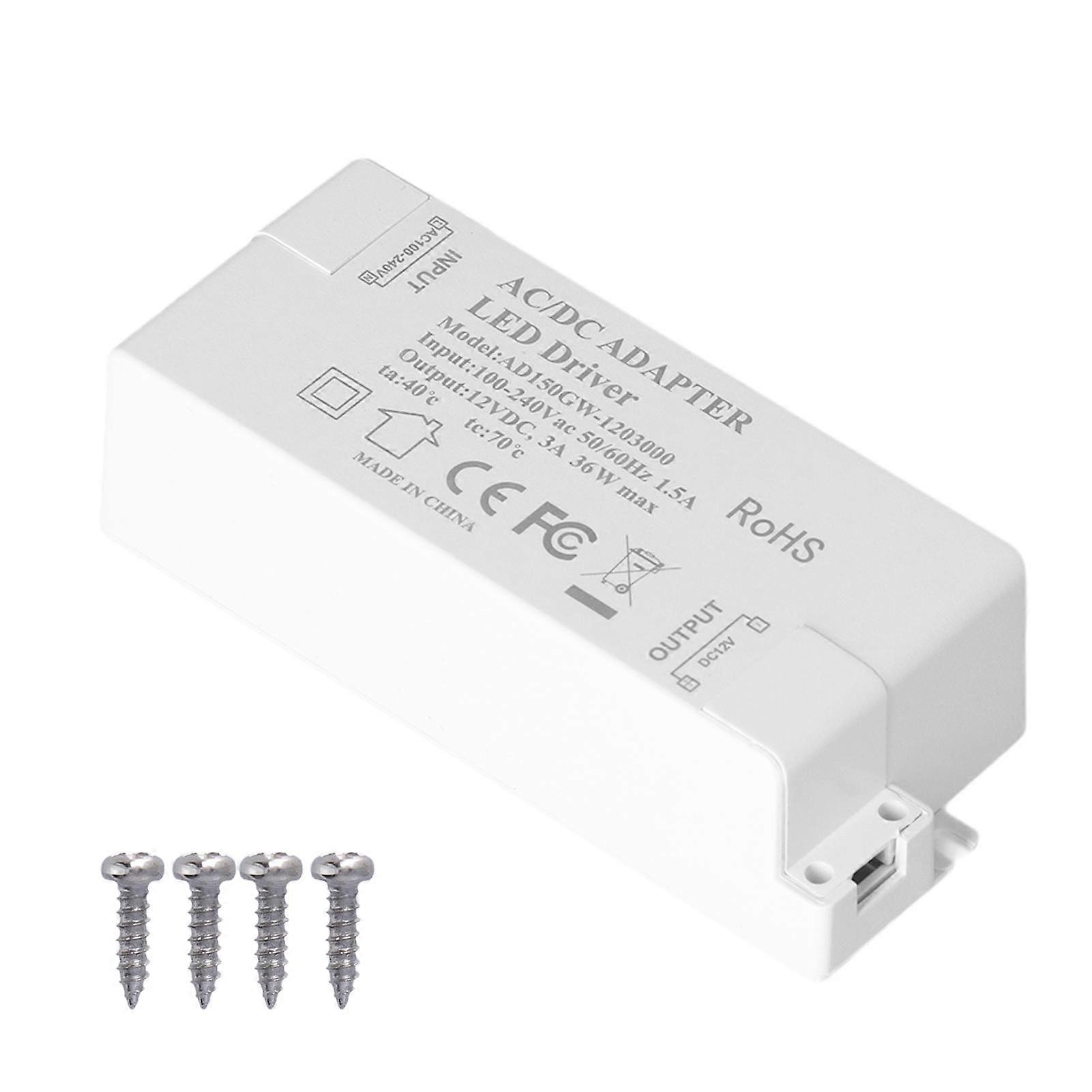36W LED Driver Input AC100-240V Output DC12V 3A DIY Indoor Lamp Driver Transformer for G4 MR11 MR16