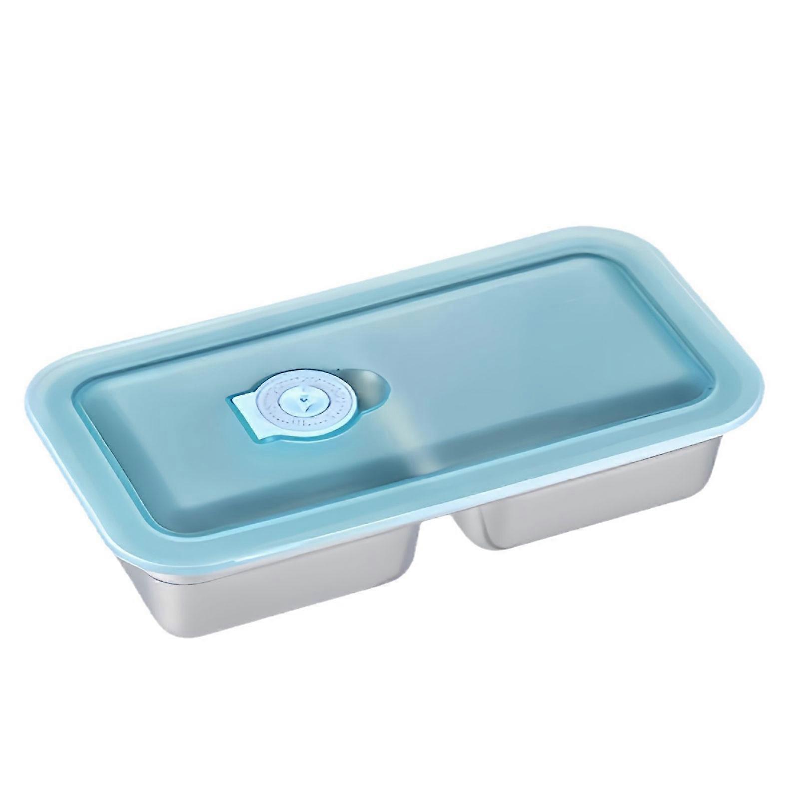 Hygienic Nonrust Steel Lunch Container with Clear Snap On Lid Spill proof Double Compartment Functional Storage Multicolor