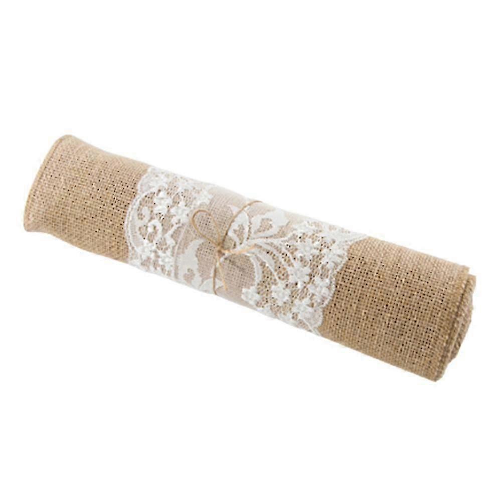 Rustic Table Runner With Middle Lace Stylish Desktop Decorative Cloth For Wedding Party