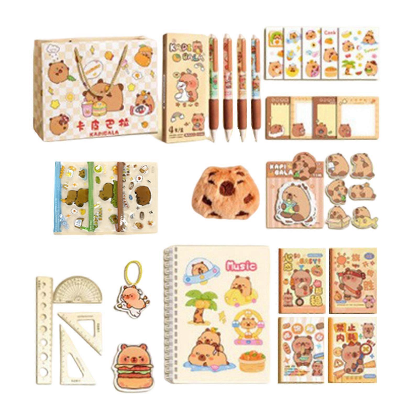 Plastic Writing Tools Bundle With Canvas Bag Spirals Pad Pencil Case Gel Pen & More for Learning And Work Environments Multicolor