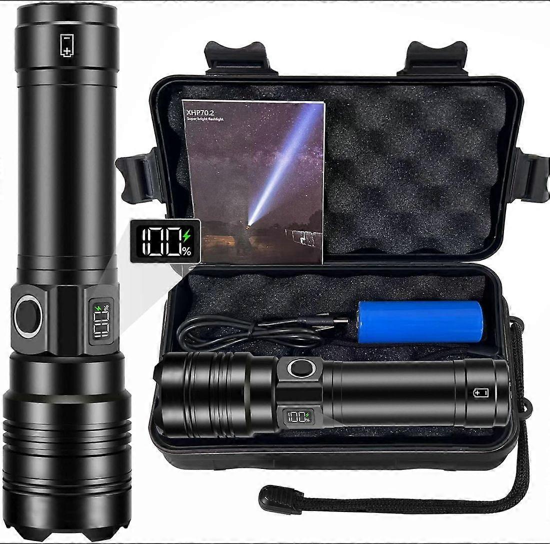 1200 Lumens Super Bright Rechargeable Flashlight Waterproof Outdoor Flashlight With Battery Display