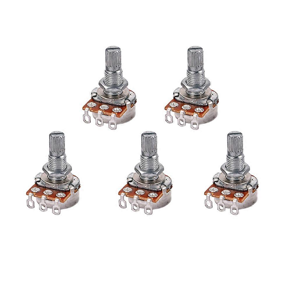 5 st B10k fullstor baspotentiometer lång räfflad delad axel ljudkona låg friktion för gitarr bas