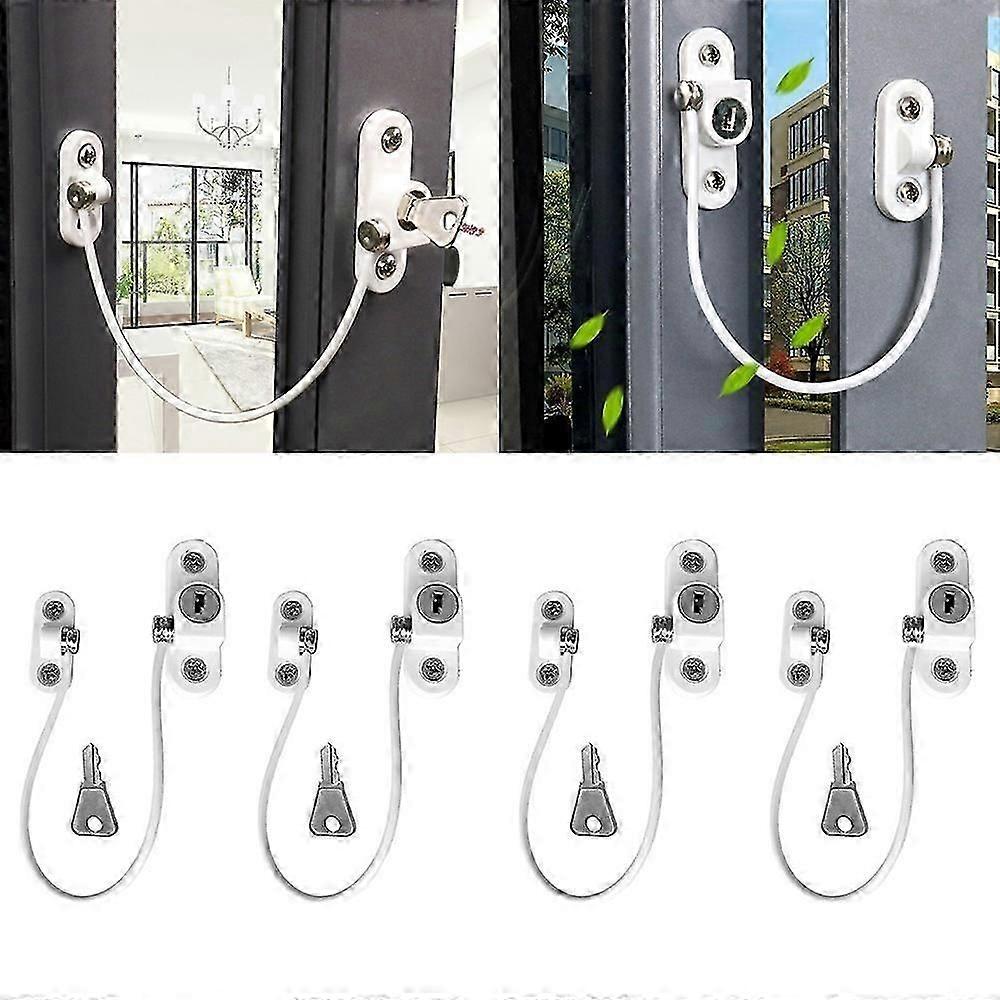 4 Pcs Window Restrictor Locks Window Restrictors Baby Security Window Locks Window Locks Door Locks-color: White