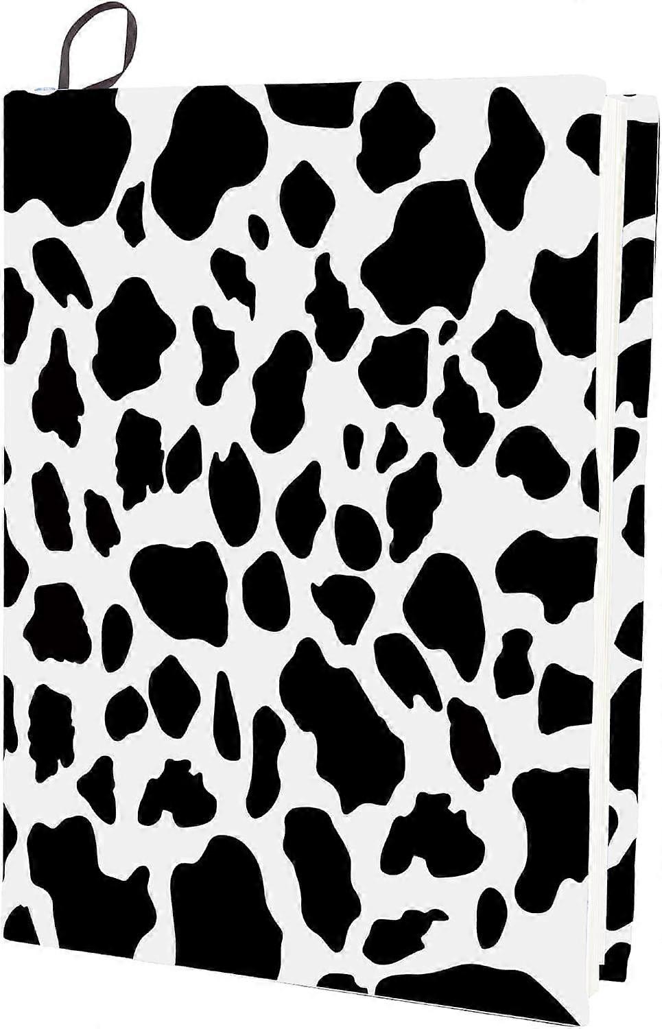 Cow Pattern Stretchable Book Cover White Black Washable Reusable Large Nylon Book Protector Elastic Notebook Wraps Suitable for Hardcover Books Classr