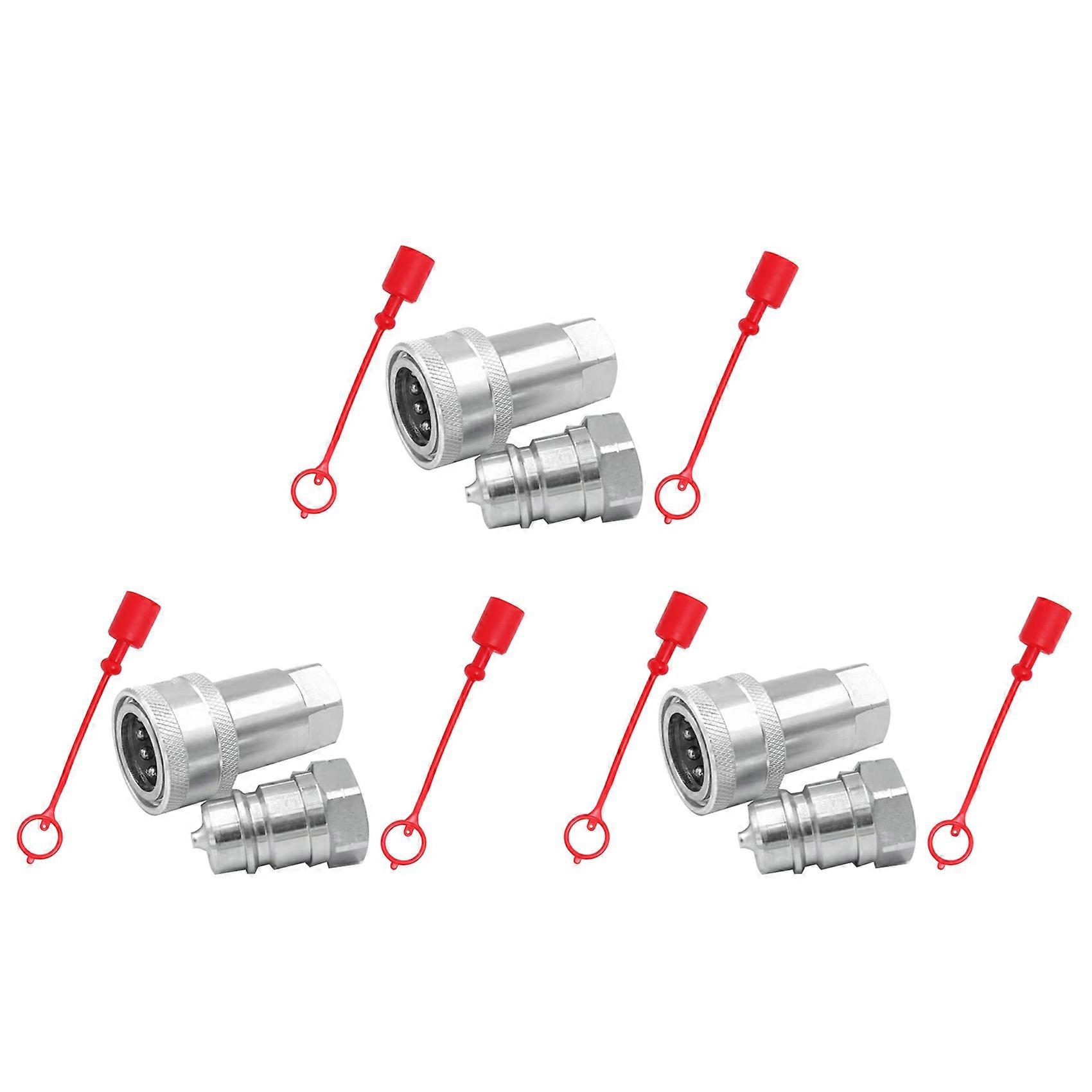 3X Quick Release Fitting ISO7241-A NPT Hydraulic Coupling Connector 1/2Inch Quick Change Interface