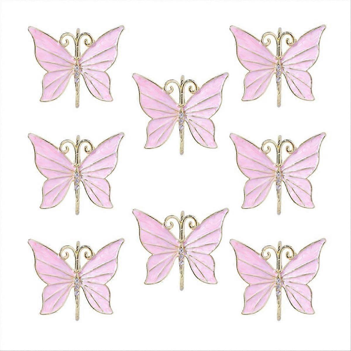 8PCS Flower Butterfly Napkin Ring Holder for Easter Wedding Party,A