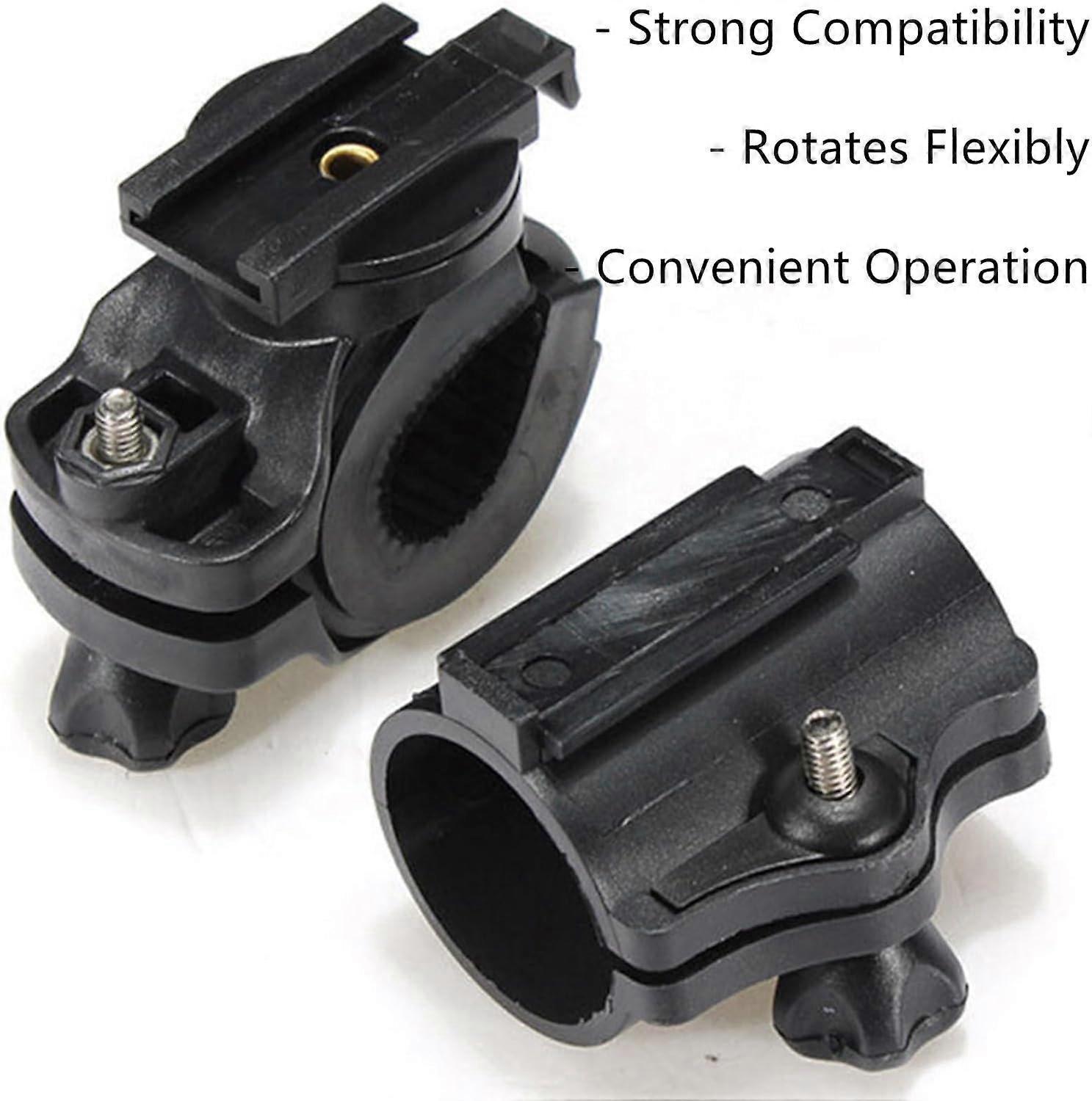 2 Pcs 360° Adjustable Bike Flashlight Mount with QuickRelease Bicycle Handlebar Holder, Black
