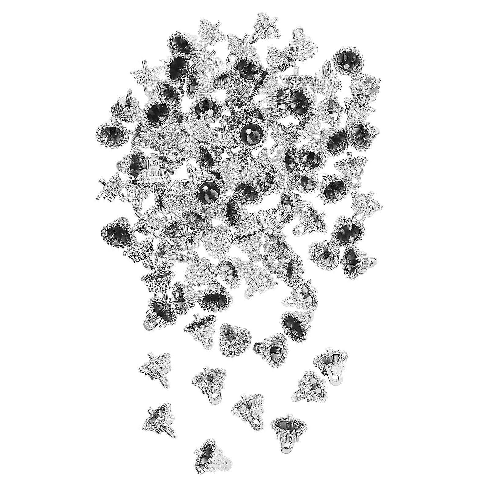 Christmas Ornament Caps Plastic Replacement for 100Pcs Silver Round Ornament Caps