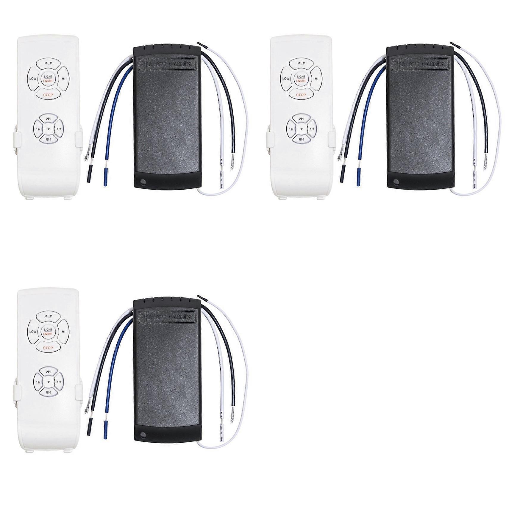 3X Universal Ceiling Fan Lamp Remote Control Kit Adjusted Wind Speed Transmitter Receiver Timing Control Switch 220V