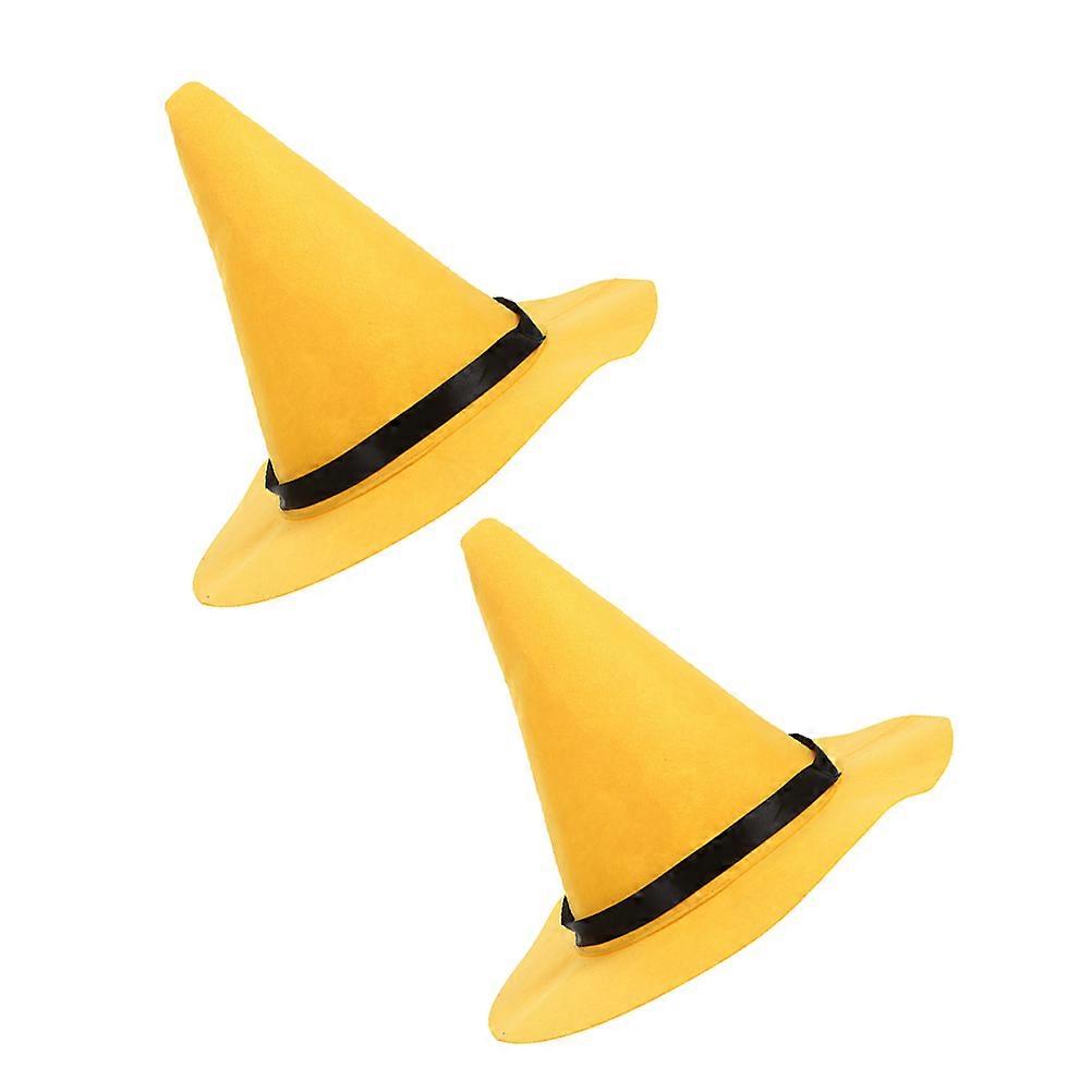 Yellow Wizard Hat Felt Cosplay Accessory for Adults 2Pcs Set