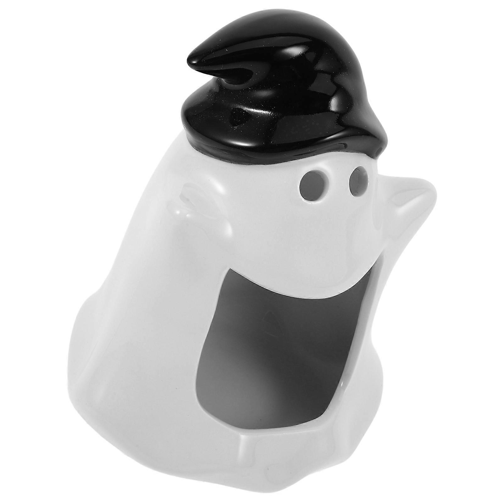 Ceramic Hamster House for Small Pet Hideout White Ghost Shape