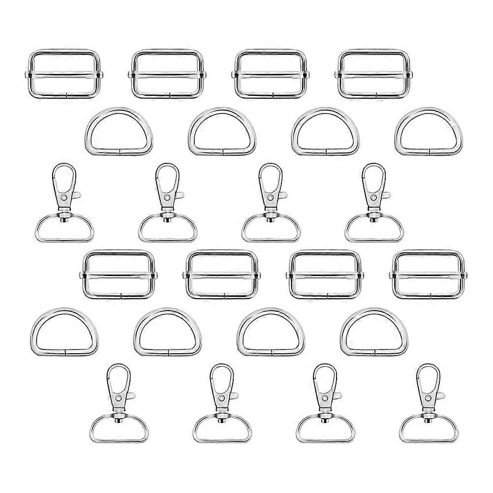Metal Snap Hook Ring Buckle Set for DIY Use 24Pcs Silver Keychain
