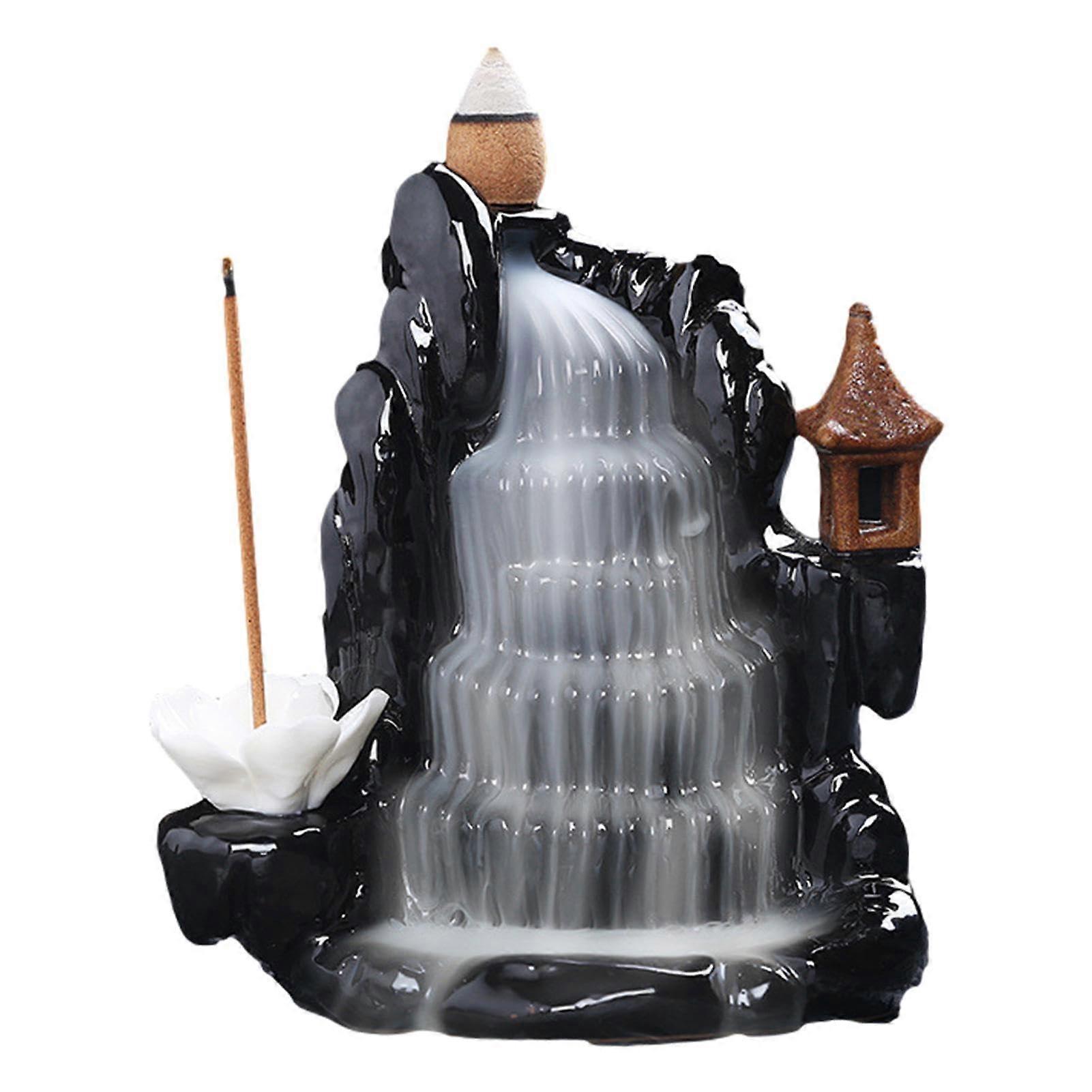 Backflow Incense Burner Ceramic Holder with Waterfall Effect for Aromatherapy Meditation and Home Decor