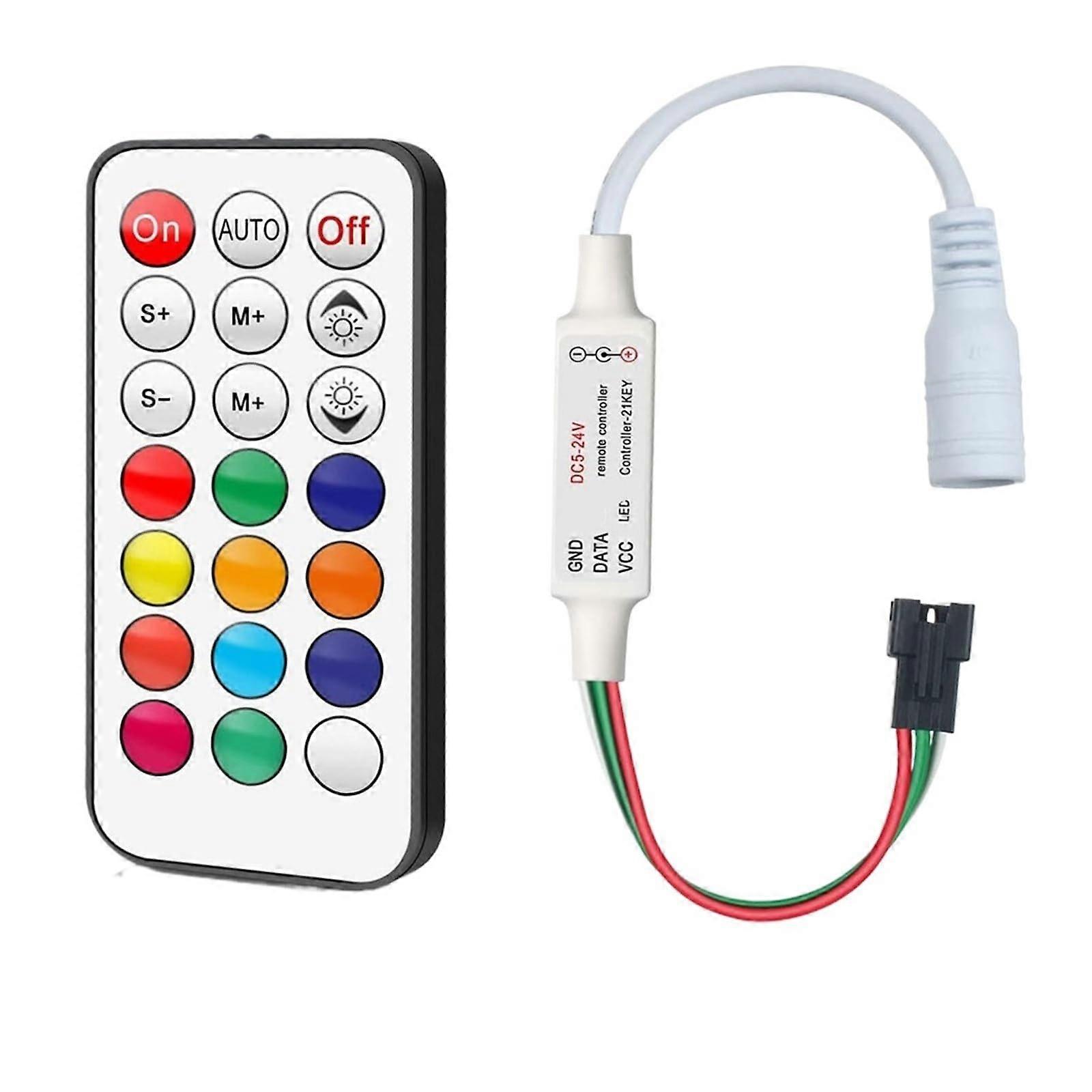 LED Strip RGB Controller 3Pin 21Key Remote 524V Compact Kit 10PCS for Easy Color Control
