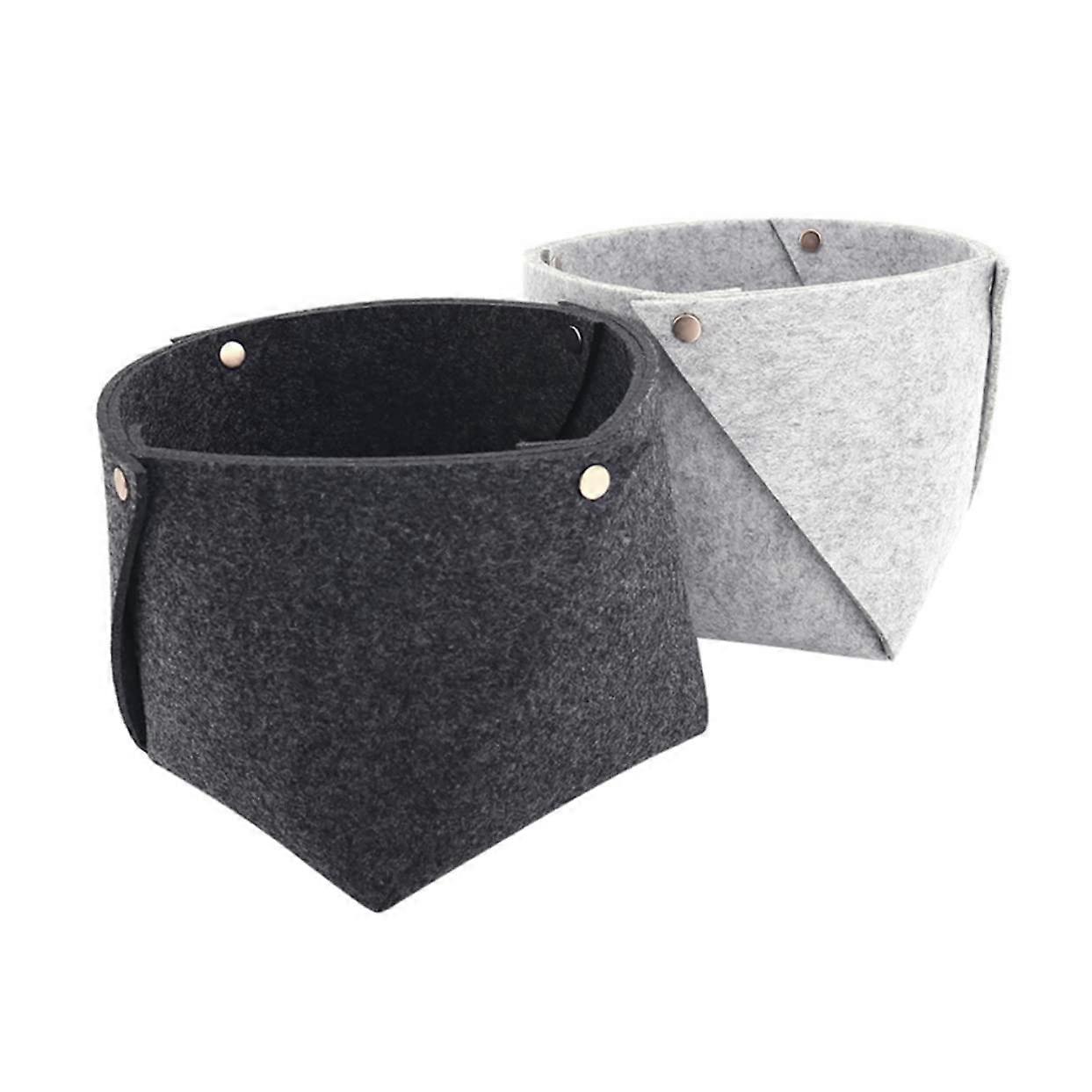 2pcs Felt Storage Basket Set for Desk Closet Office Bedside Clutter Organizer