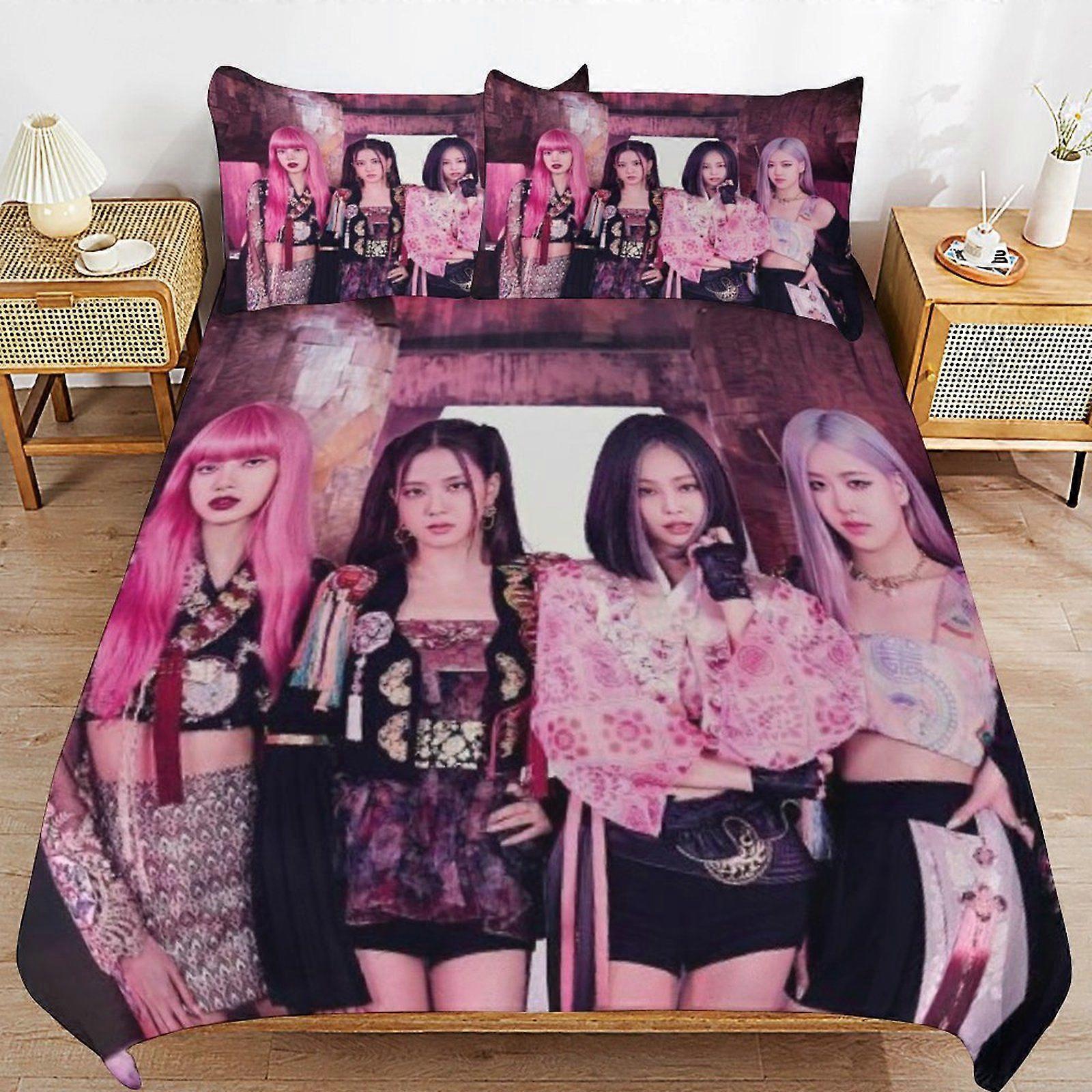 Blackpink Breathable Bedding Solution Soft Surface Zipper Durable Thread Duvet Cover Sets Comfort Sleep