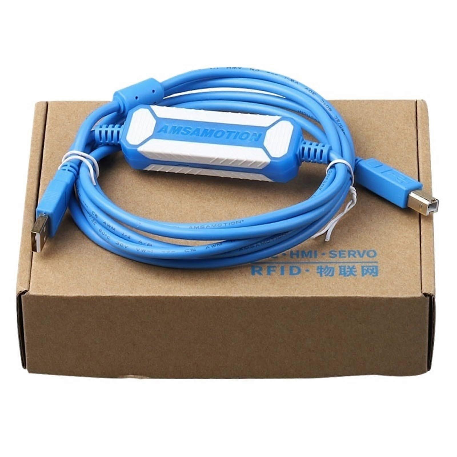 USB to Square Port Programming Cable for CNC Controller, Blue, Stable Data Transfer