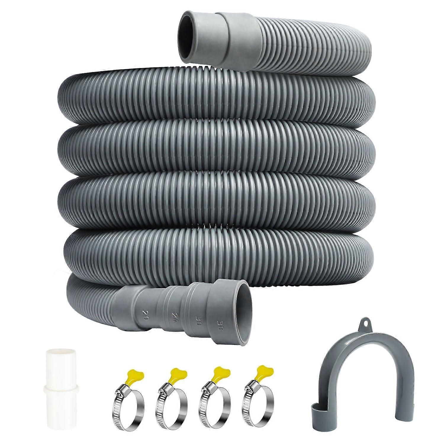 Universal 6.5ft Washing Machine Drain Hose with Clamps, Flexible Dishwasher Extension Kit