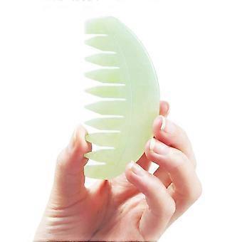 Natural Jade Massage Comb, Hand Made Anti-static Hair Wide Tooth Comb For Head Scalp Massage, Jade Scraping Massage Tool For Full Body Relaxing