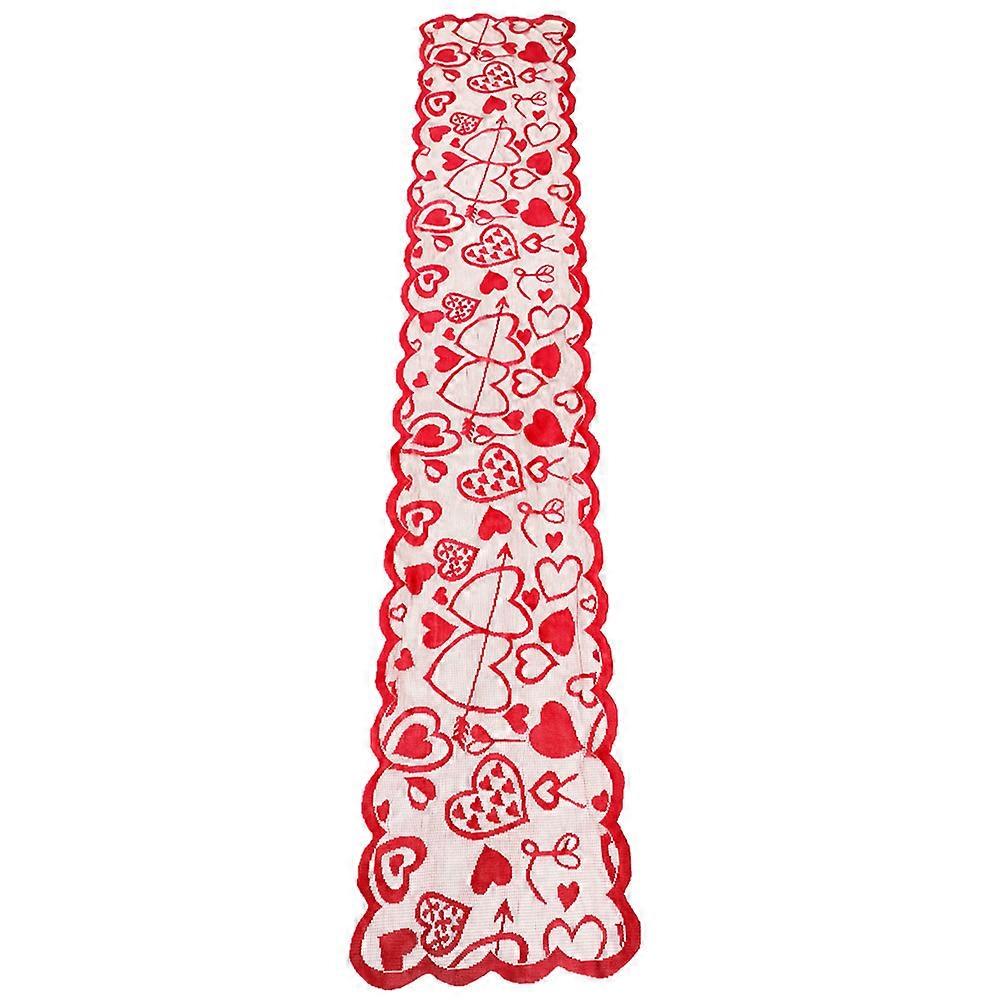 Heart Pattern Table Cloth for Table Use 2Pcs Red Arrow Through A Heart