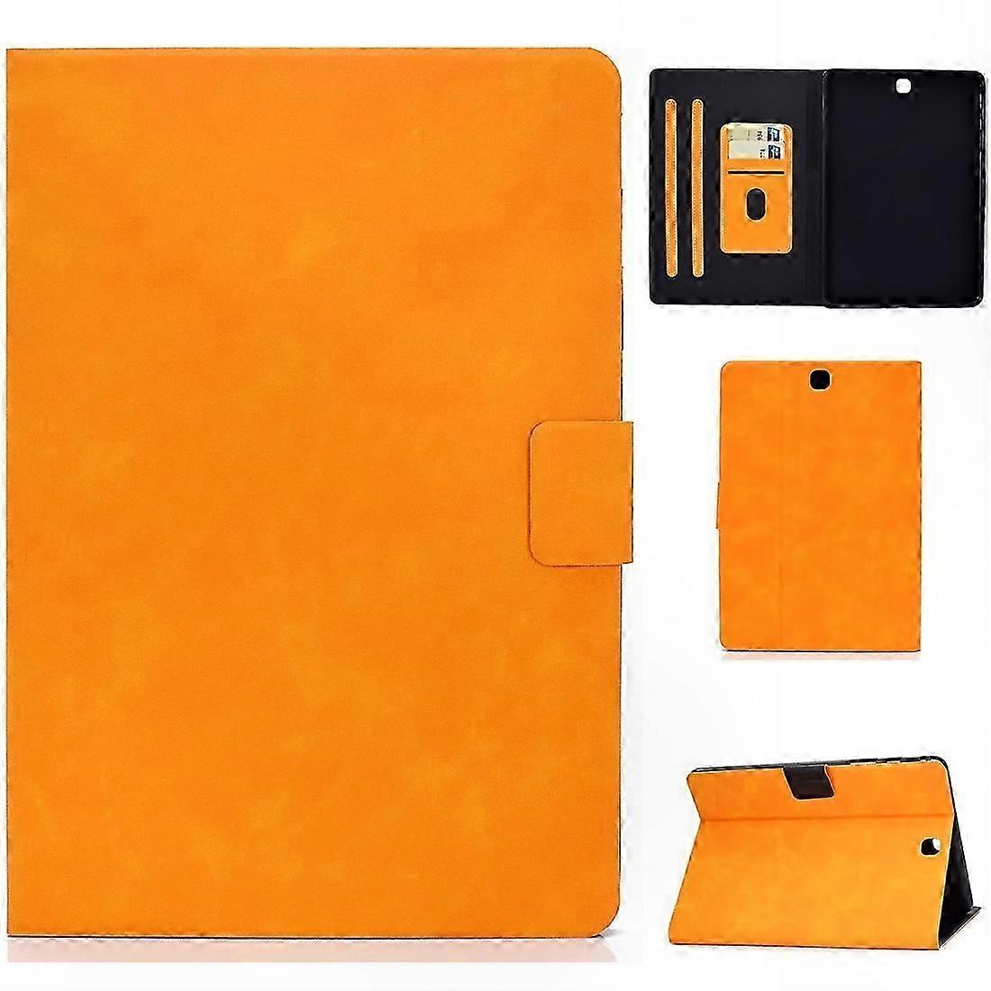 Leather Case with Cowhide Texture, Holder, Card Slots, and Sleep/Wake Function for 9.7 Inch Tablets