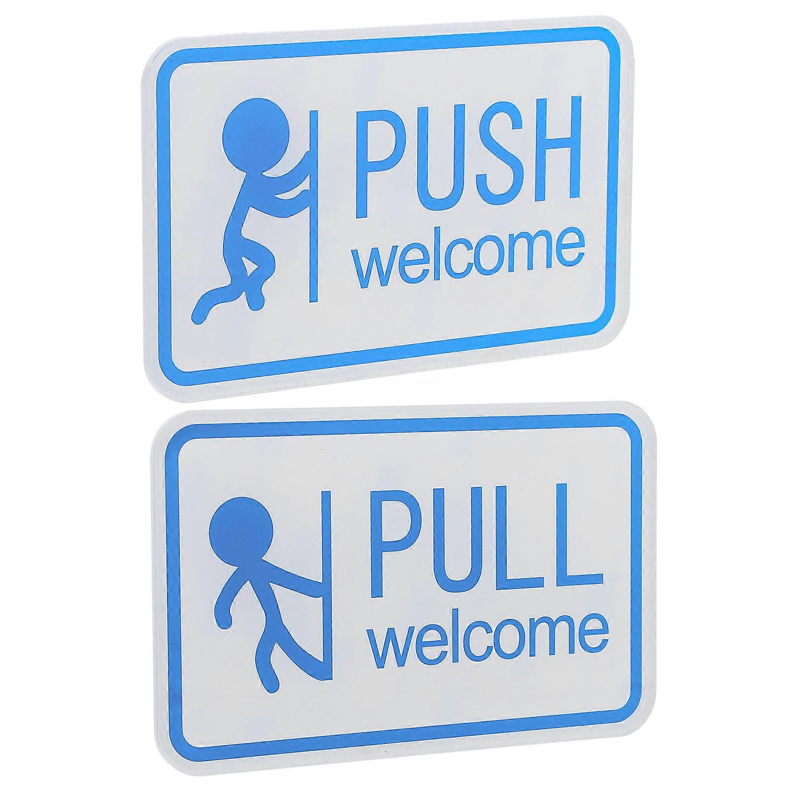 Acrylic Push Pull Sign 2Pcs Self-Stick Door Indicator for Storefront