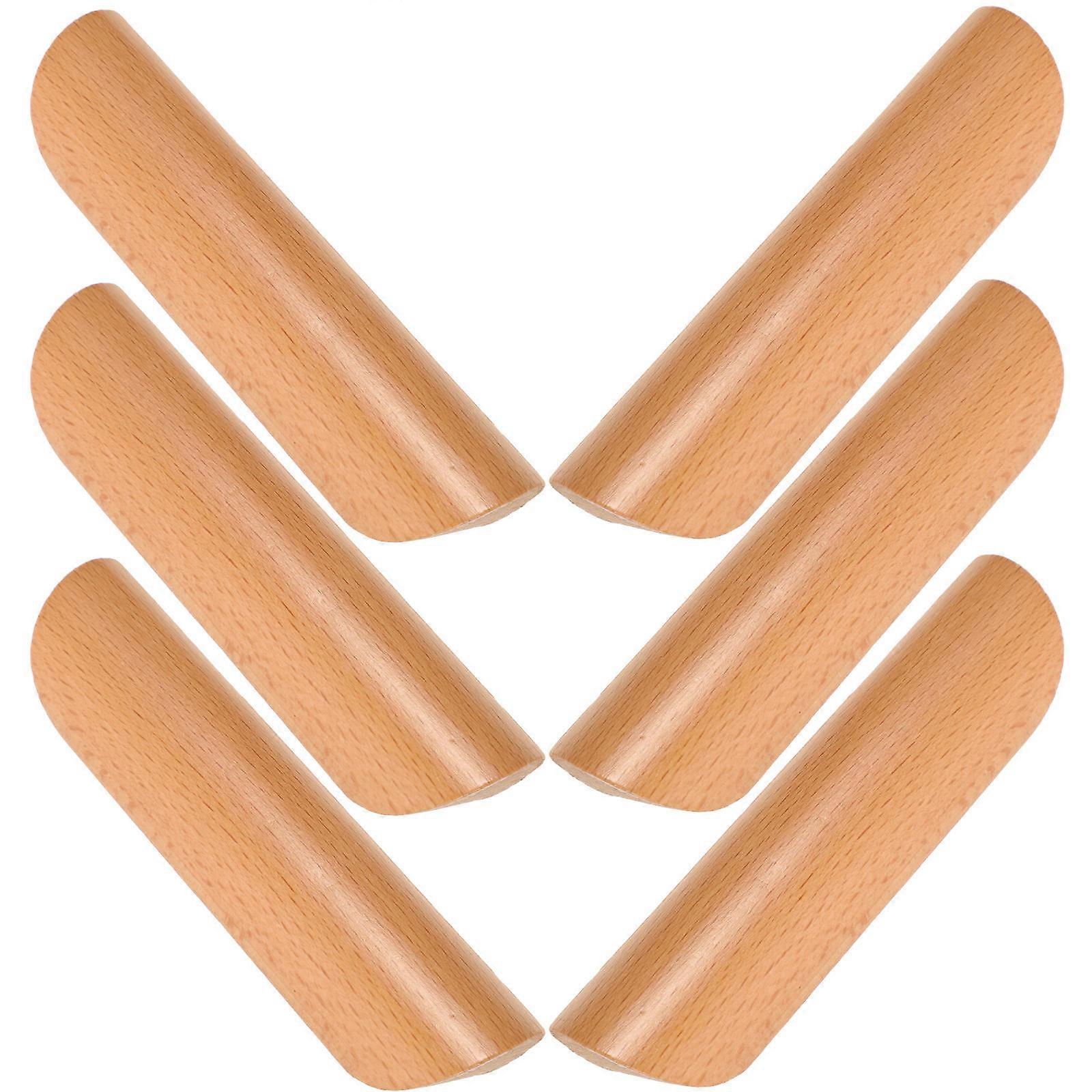 Khaki Wood Semicircle Drawer Pull Handles for 6Pcs Cabinet Storage