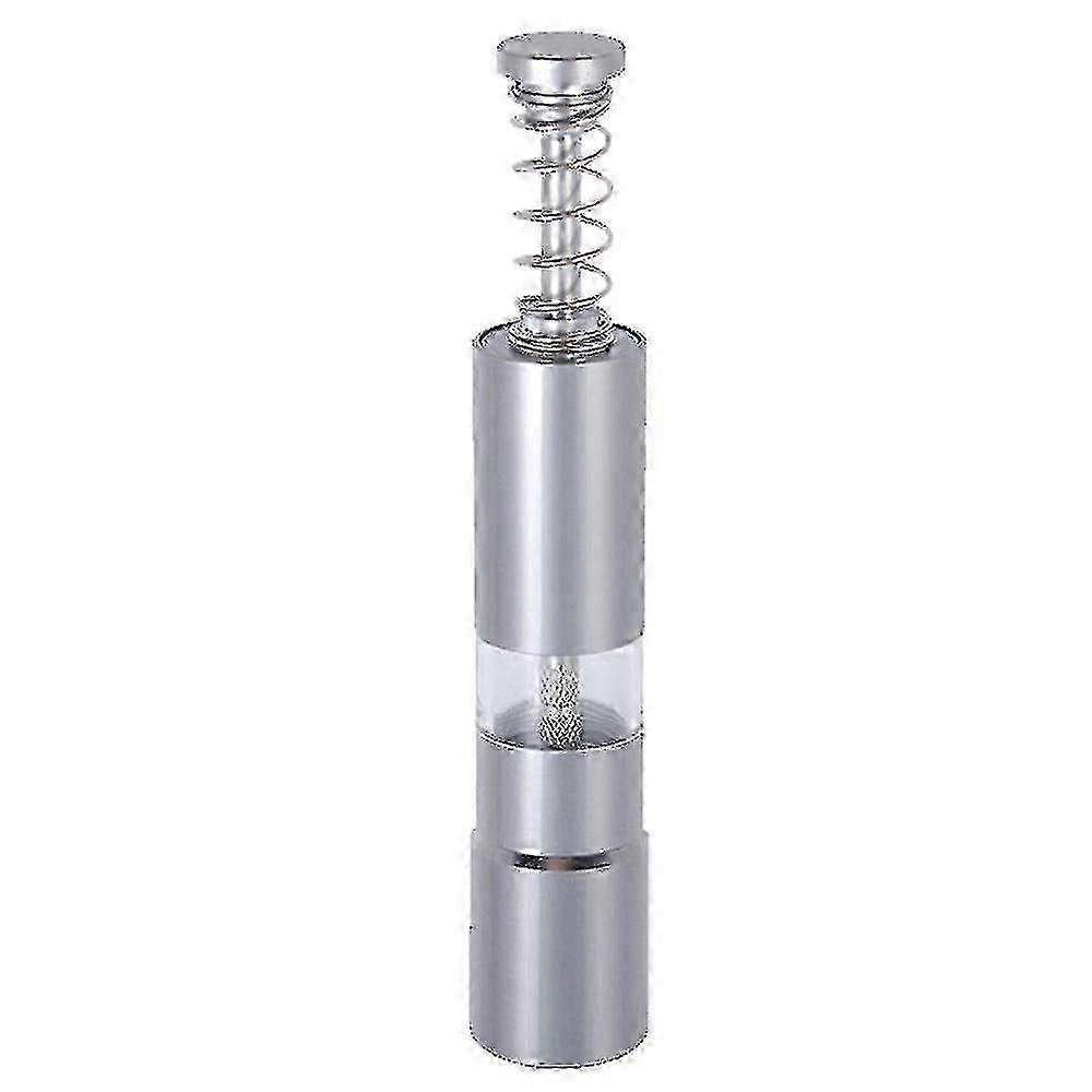 Pepper mill, modern thumb button grinder, one-handed operation