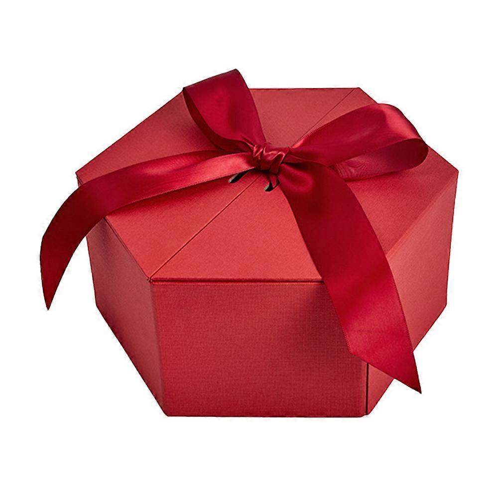 Red Cardboard Present Box for Storage Use 1Pcs Hexagonal Gifts Packing Box
