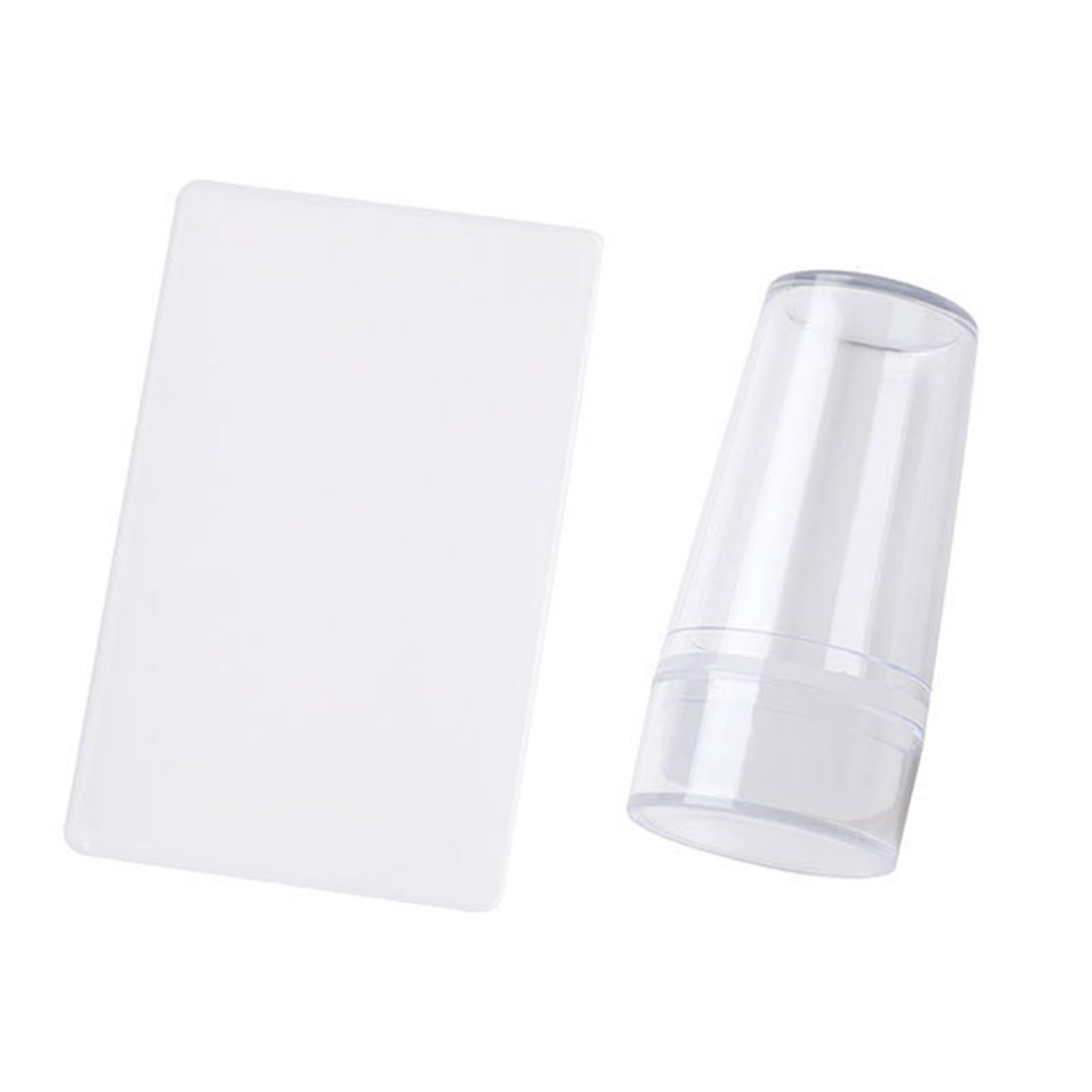 Nail Art Stamper Transparent Silicone with Scraper Set for French Tip Precise Pattern Transfer