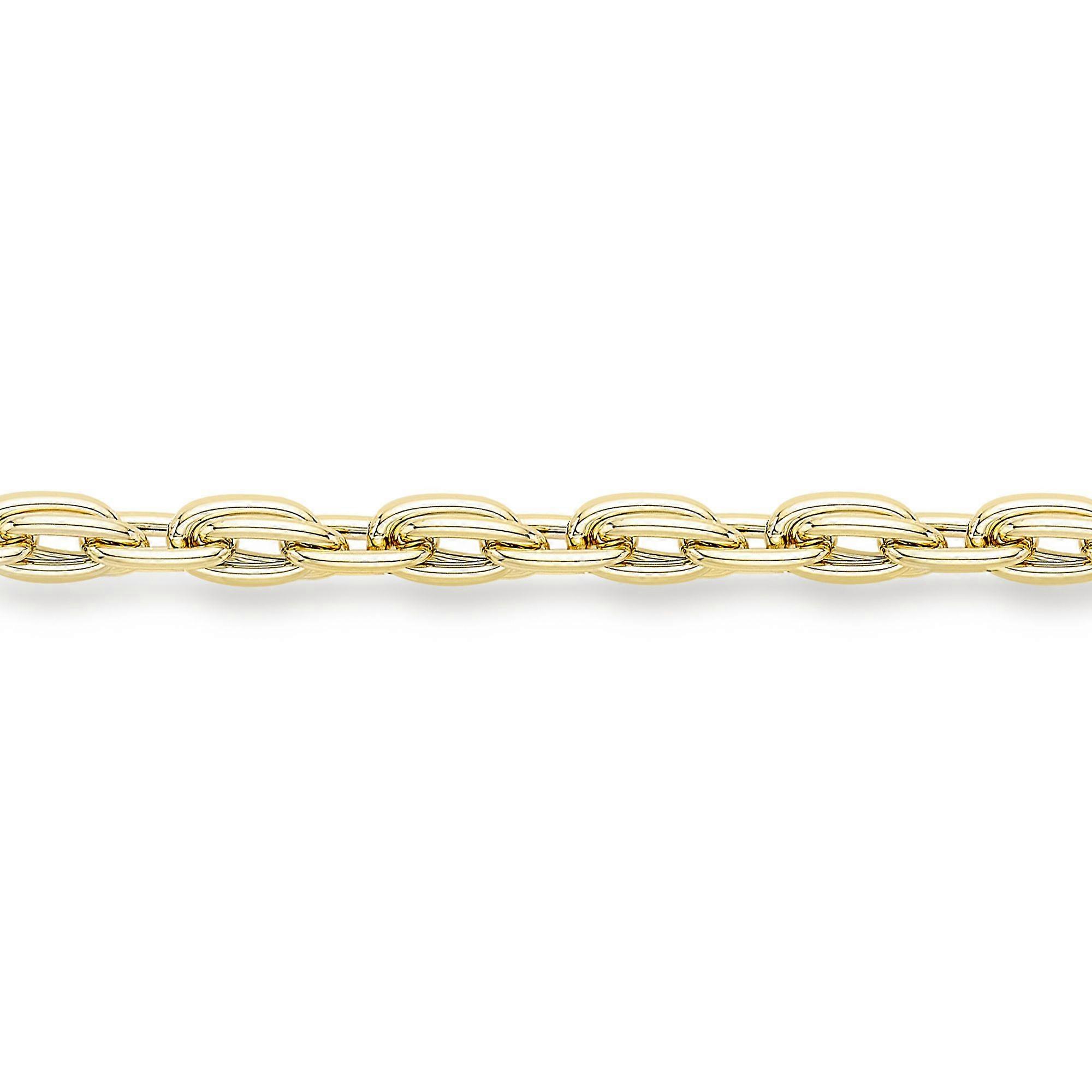 Jewelco London Ladies 9ct Yellow Gold Oval Link Prince of Wales Style Chain Bracelet 5mm 7.5"/19cm