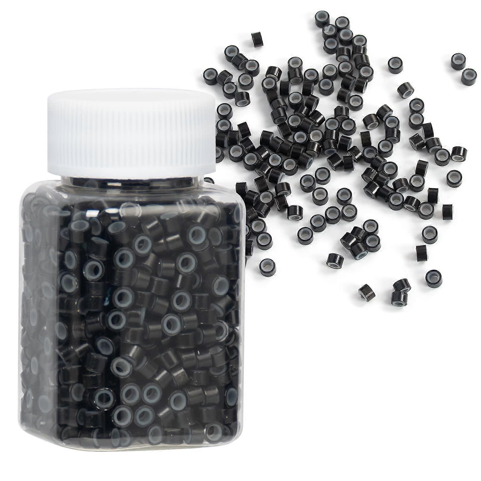 Black Micro Silicone Rings for Hair Extensions 5mm Microlink Beads with Secure Grip 1000pcs