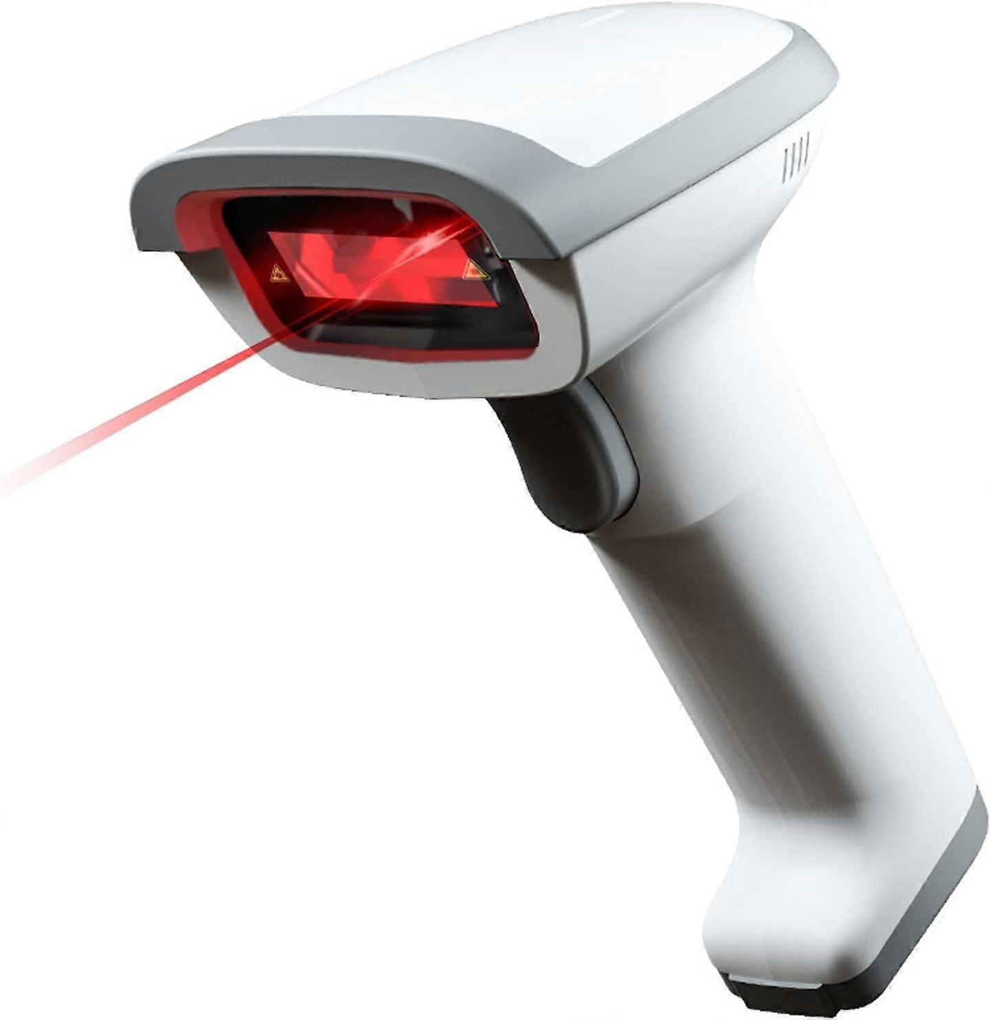 Wireless Barcode Scanner with Fast Recognition, Reads Damaged Codes, Long Battery Life, White