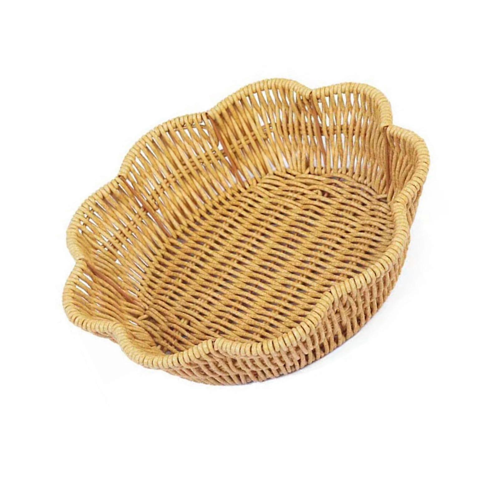Wicker Bread Basket with Durable Metal Frame, Stackable Woven Design for Kitchen and Dining