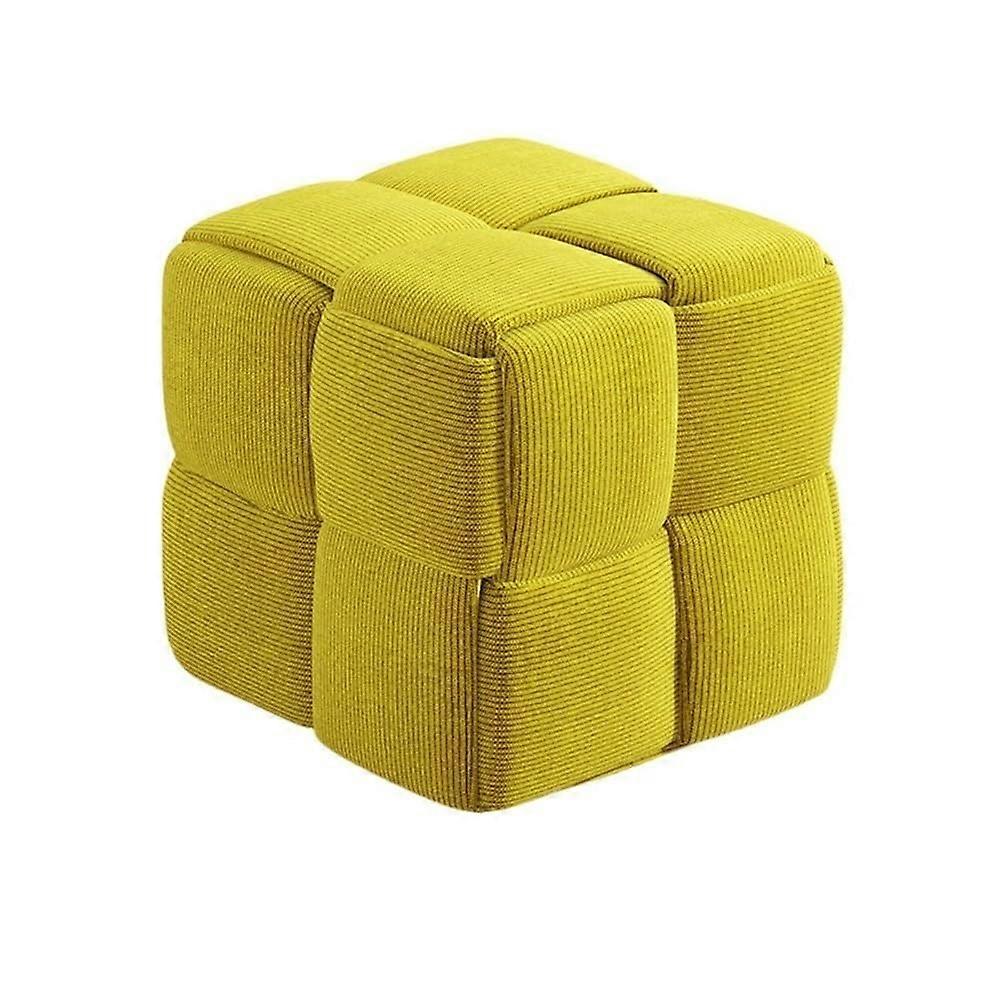 Yellow Corduroy Ottoman Square Footrest Stool, Modern Stackable SpaceSaving Design 15x15x15in