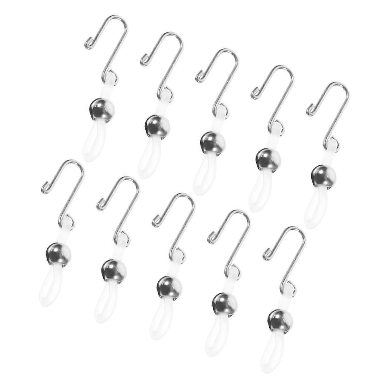10Pcs Metal Zipper Pull Replacement Clips with Non Slip Silicone Ring for Jeans Easy Install Silver