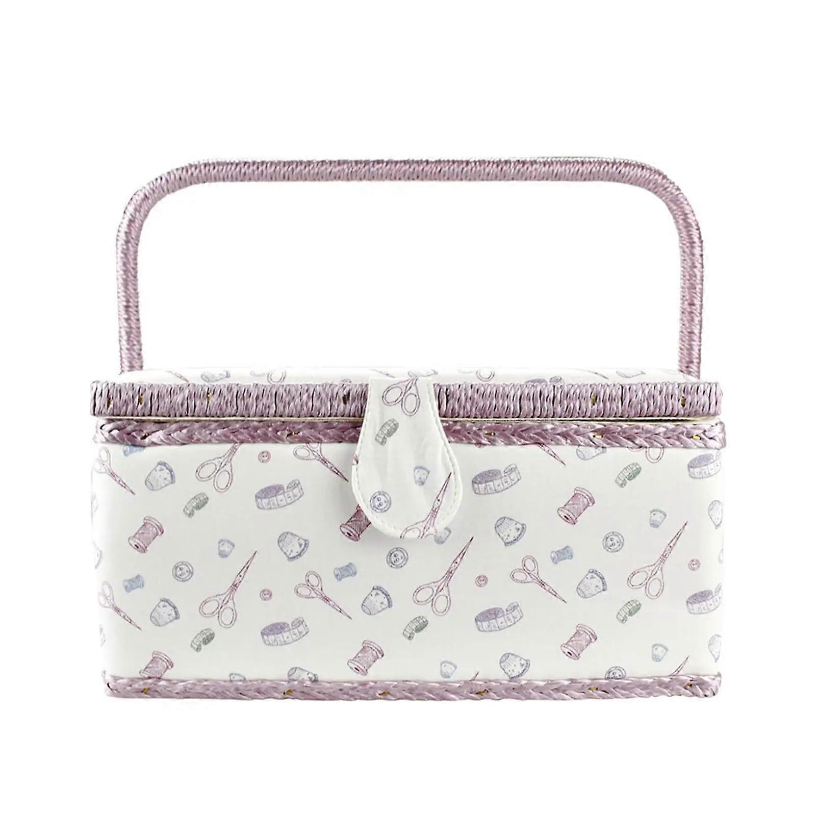 Large Sewing Basket with Handle for Easy Organization and Spacious Sewing Storage Box