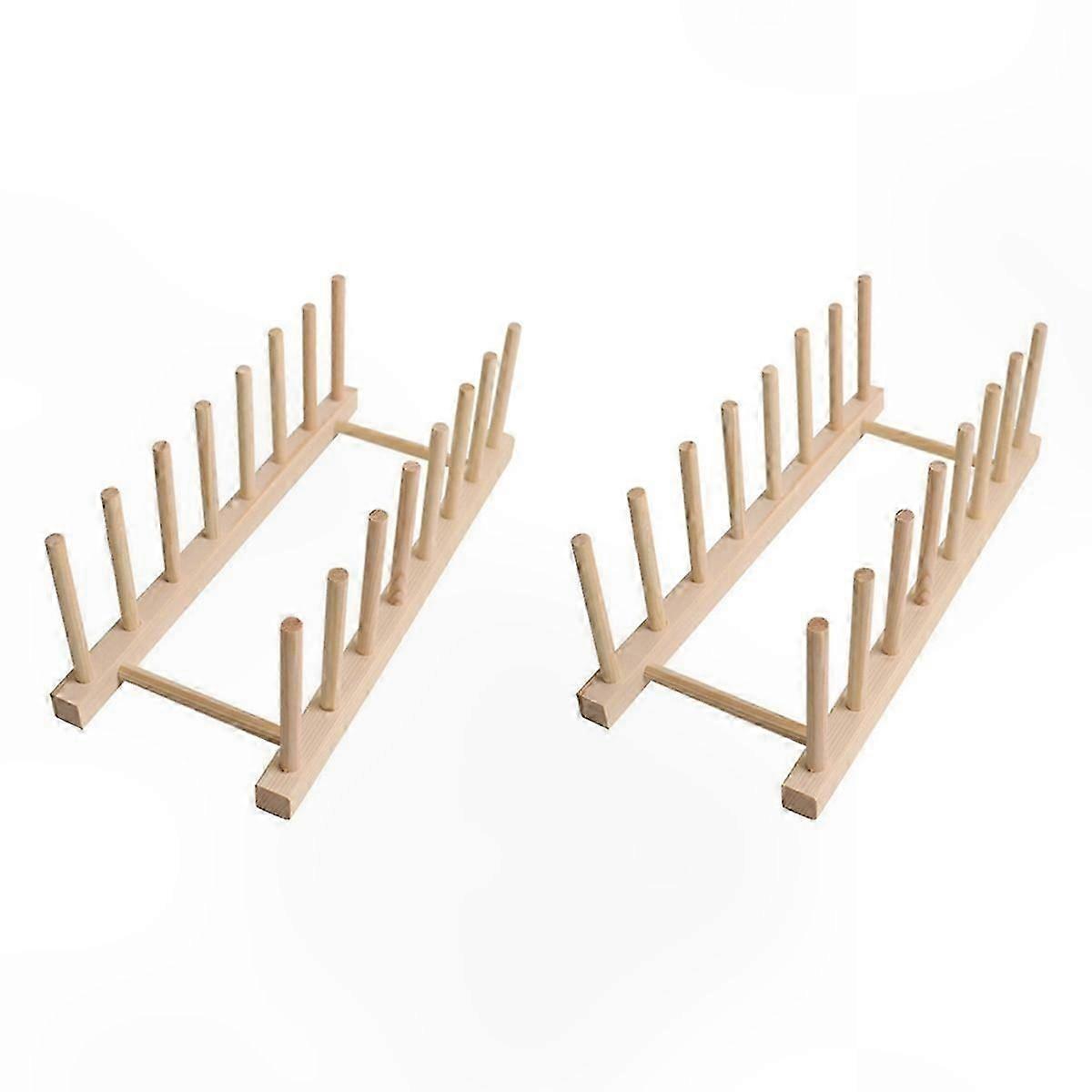 Wooden Dish Drying Rack for Kitchen Plates and Dinnerware Storage Shelf