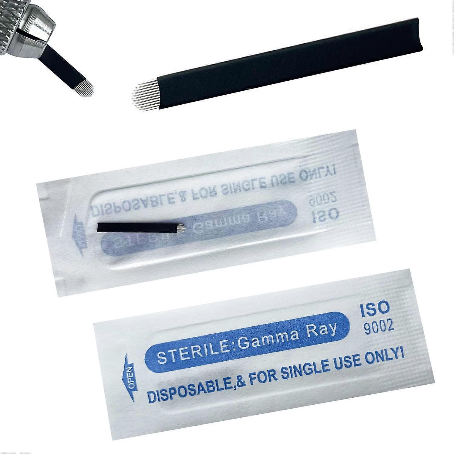 U12 30pcs 0.18mm Microblading Needles for Eyebrow, Disposable Curved Permanent Makeup Blades