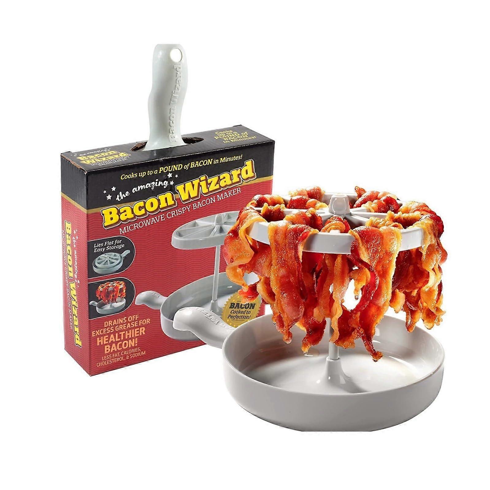 Microwave Bacon Grill with GreaseReducing Foldable Rack for Even Slice Heating and Easy Cleaning