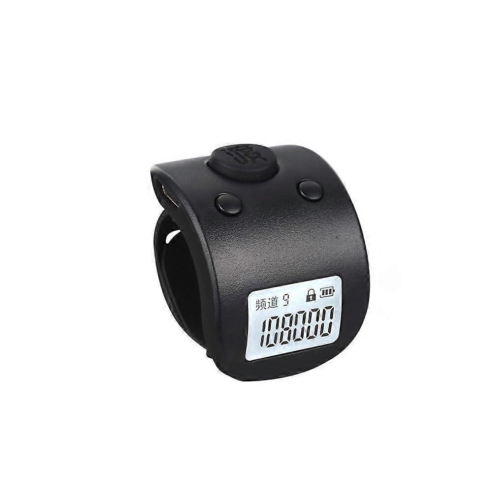 Digital Tally Counter Rechargeable Finger Ring with Display Screen Nine Channel Switch Black