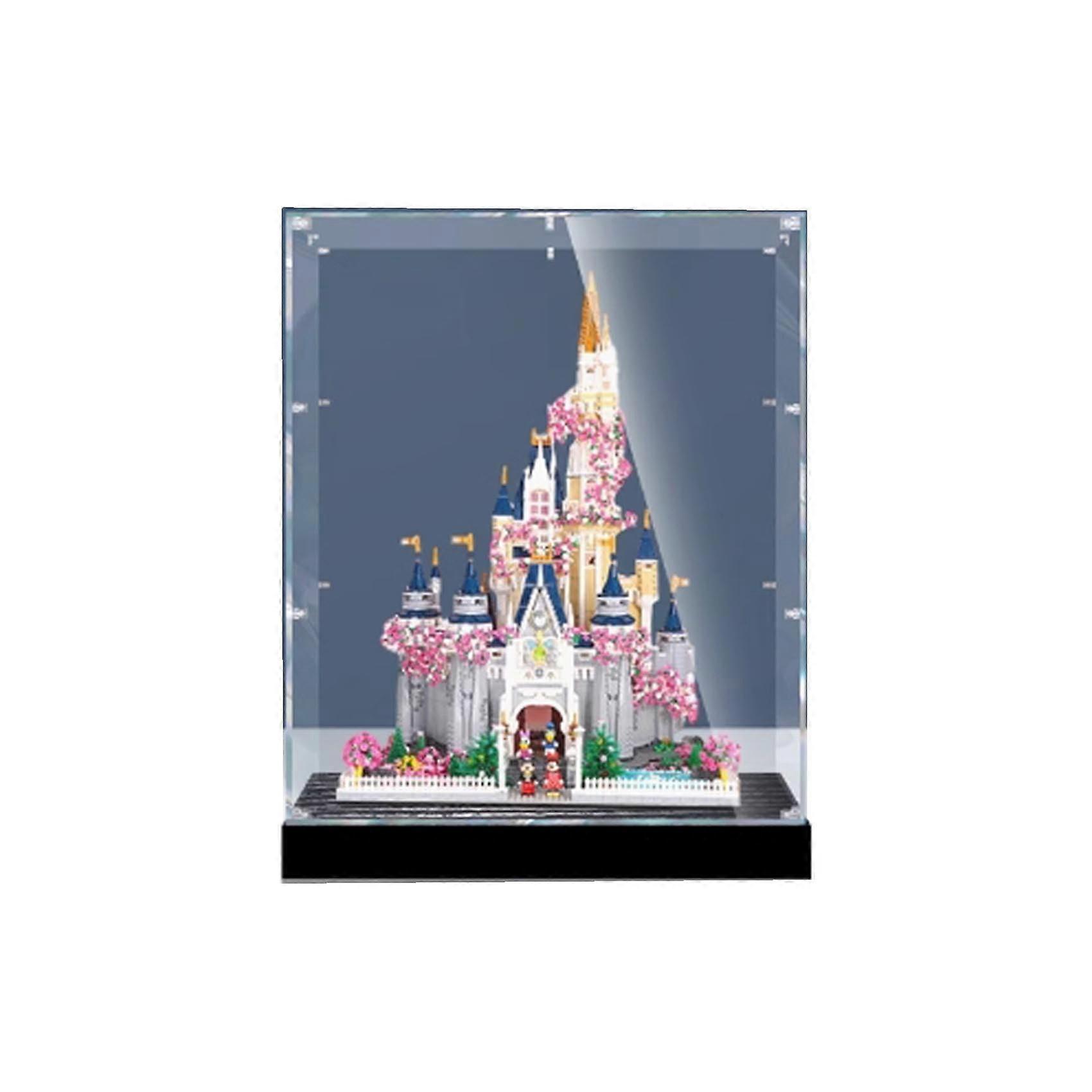 Display Case for  71040 Dream Castle, Dustproof Clear Acrylic Box with Woodgrain Base