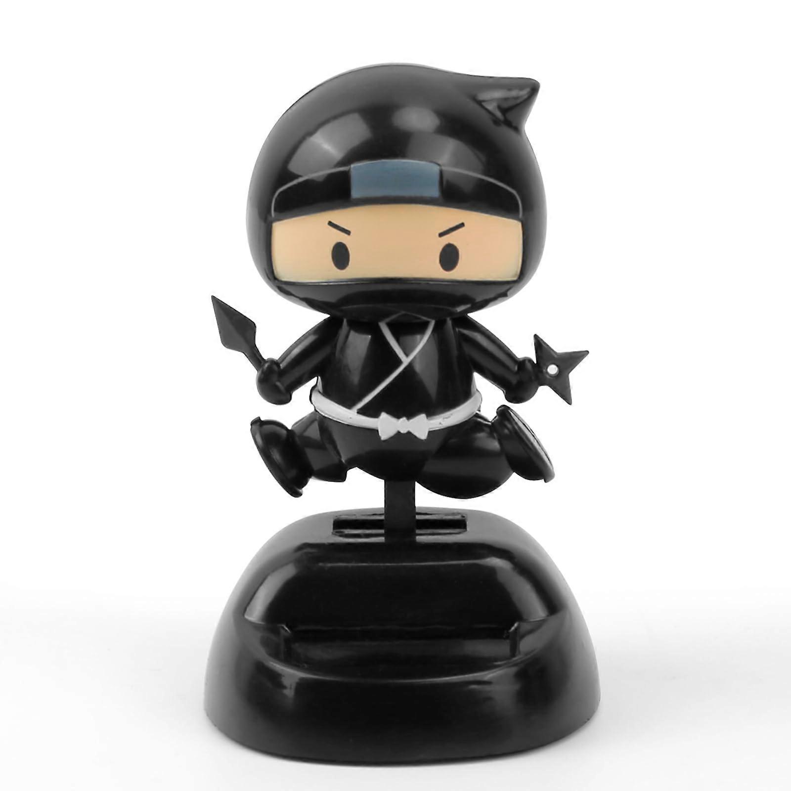 Solar Powered Ninja Bobblehead with LightActivated Motion for Car Dashboard and Office Decor