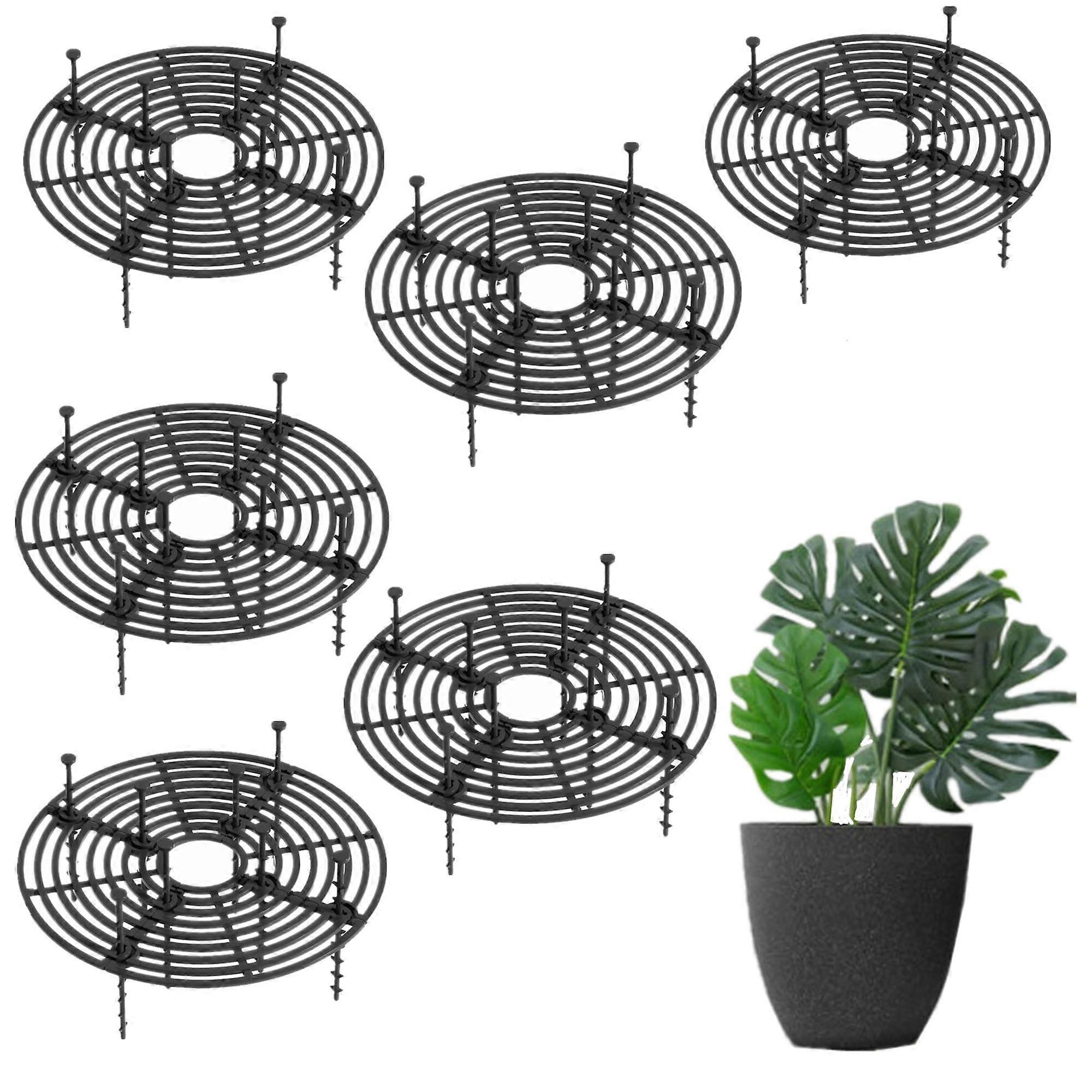 6 Pcs Plant Pot Protector Grid Covers, Cuttable Soil Protector with Stakes, Cat Digging Stopper