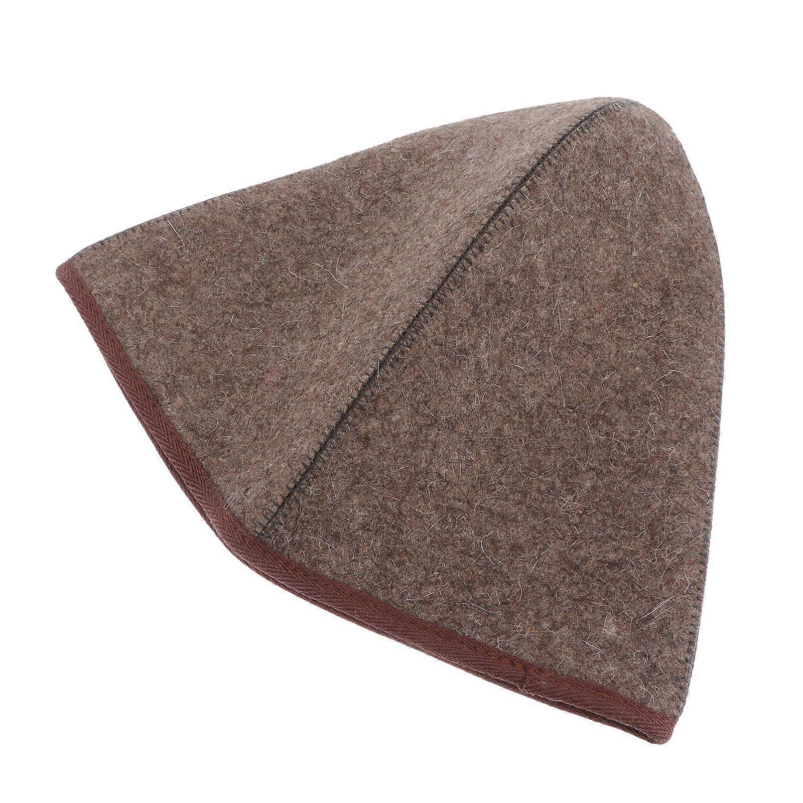 Grey Wool Felt Sauna Hat for Bathing with 4Pcs Comfortable Thickened Design