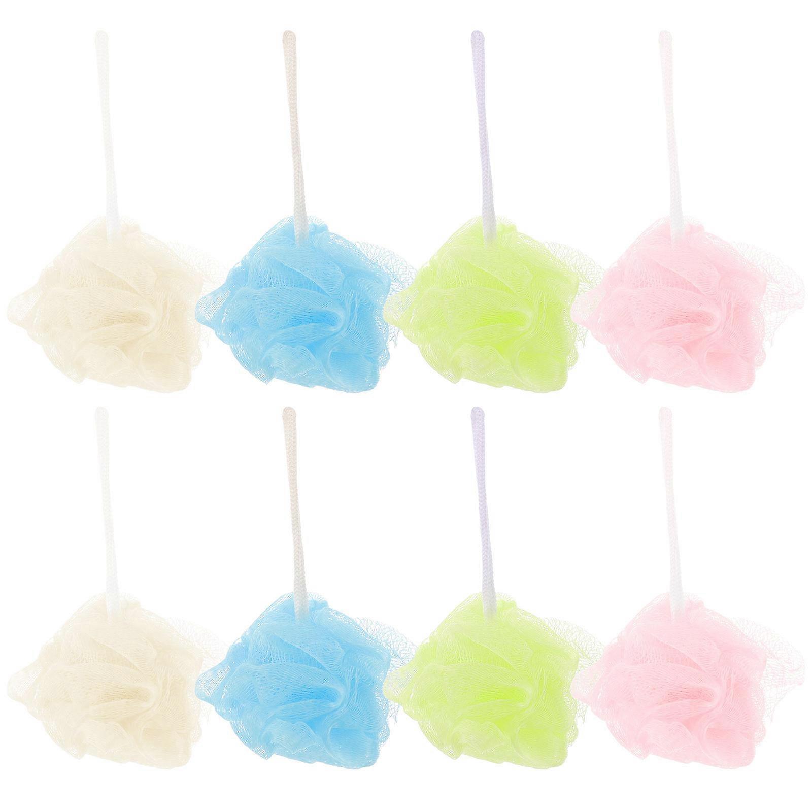 Bath Ball Mesh Bath Ball for Shower 8Pcs Colored Back Scrubber with Rope