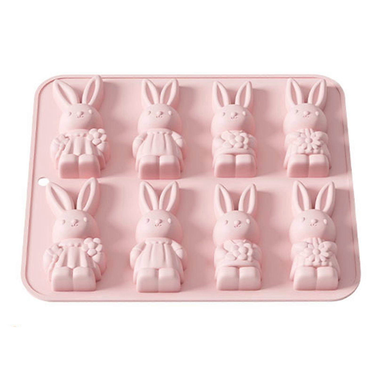 8 Cavity Easter Bunny Silicone Mold for Chocolate Candy and Pudding Baking